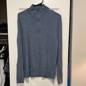 Banana Republic Men's 100% Merino Wool Blue Zip-Up Sweater
